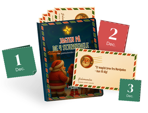 en illustration som viser tredje trin i at købe et julebrev til en man holder af